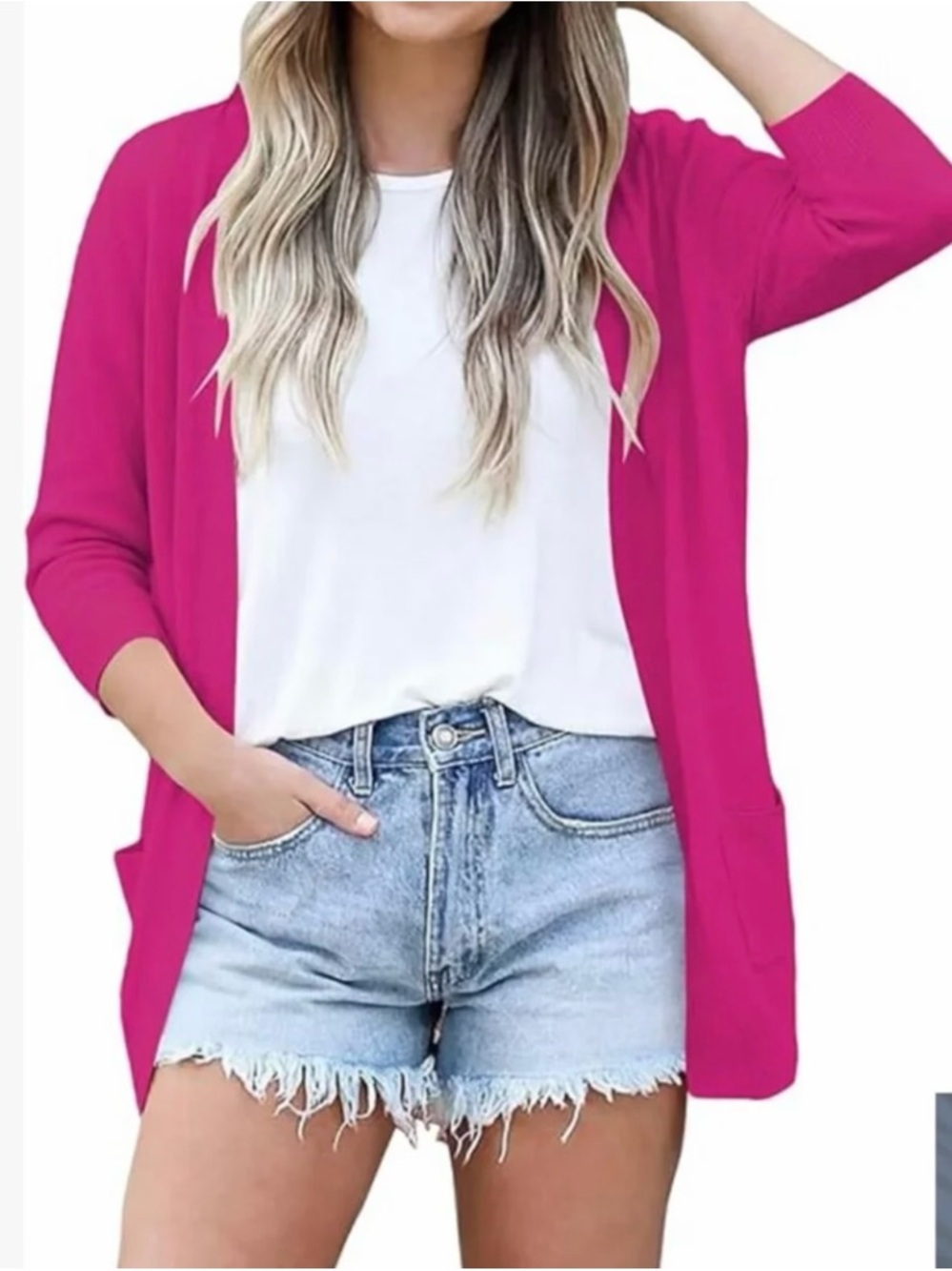Pink Lightweight Open Front Cardigan  | Long Sleeve Summer Layering Piece 🩷